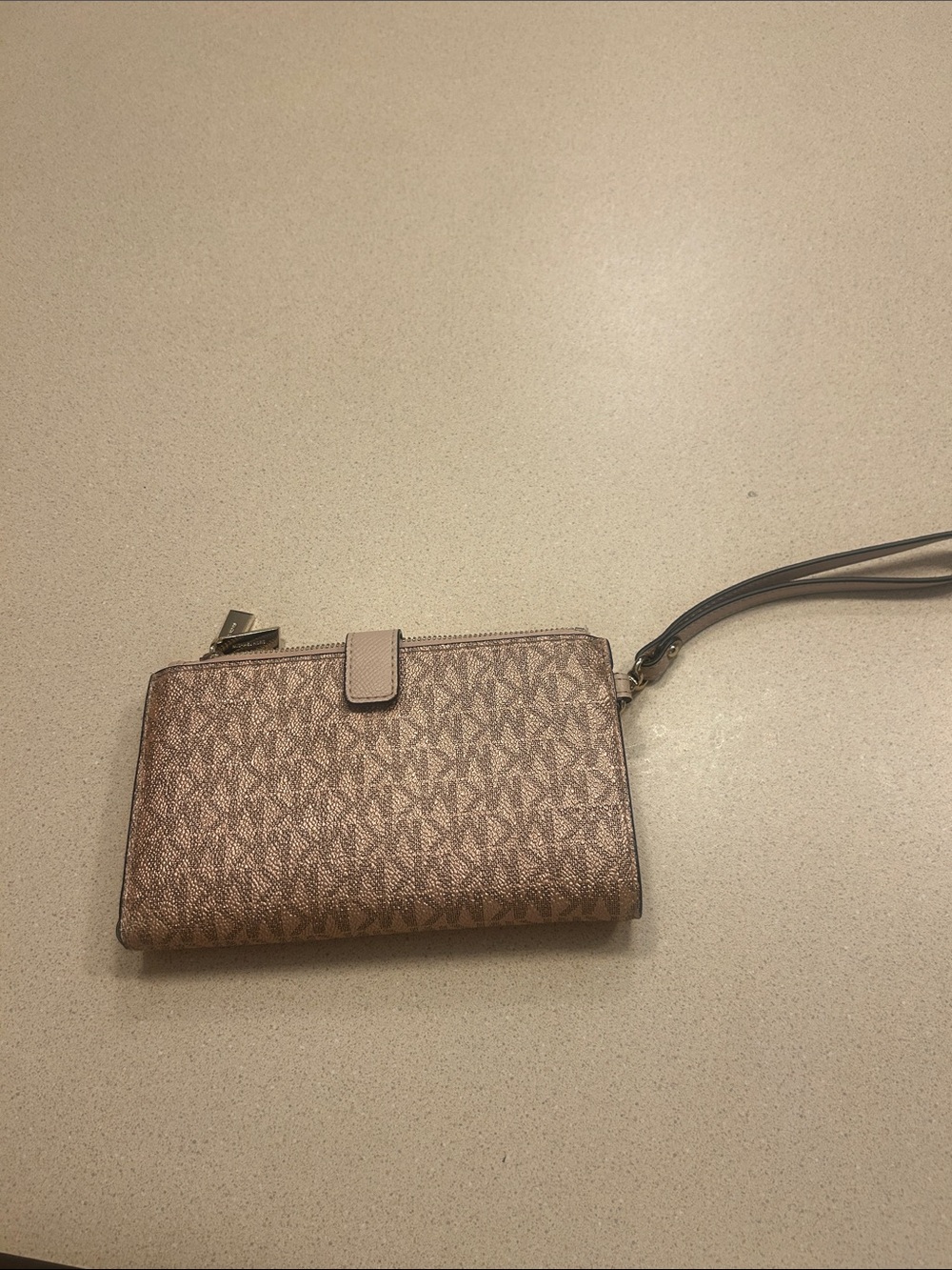 Michael Kors Rose Gold Metallic MK Logo Wristlet - Picture 7 of 7
